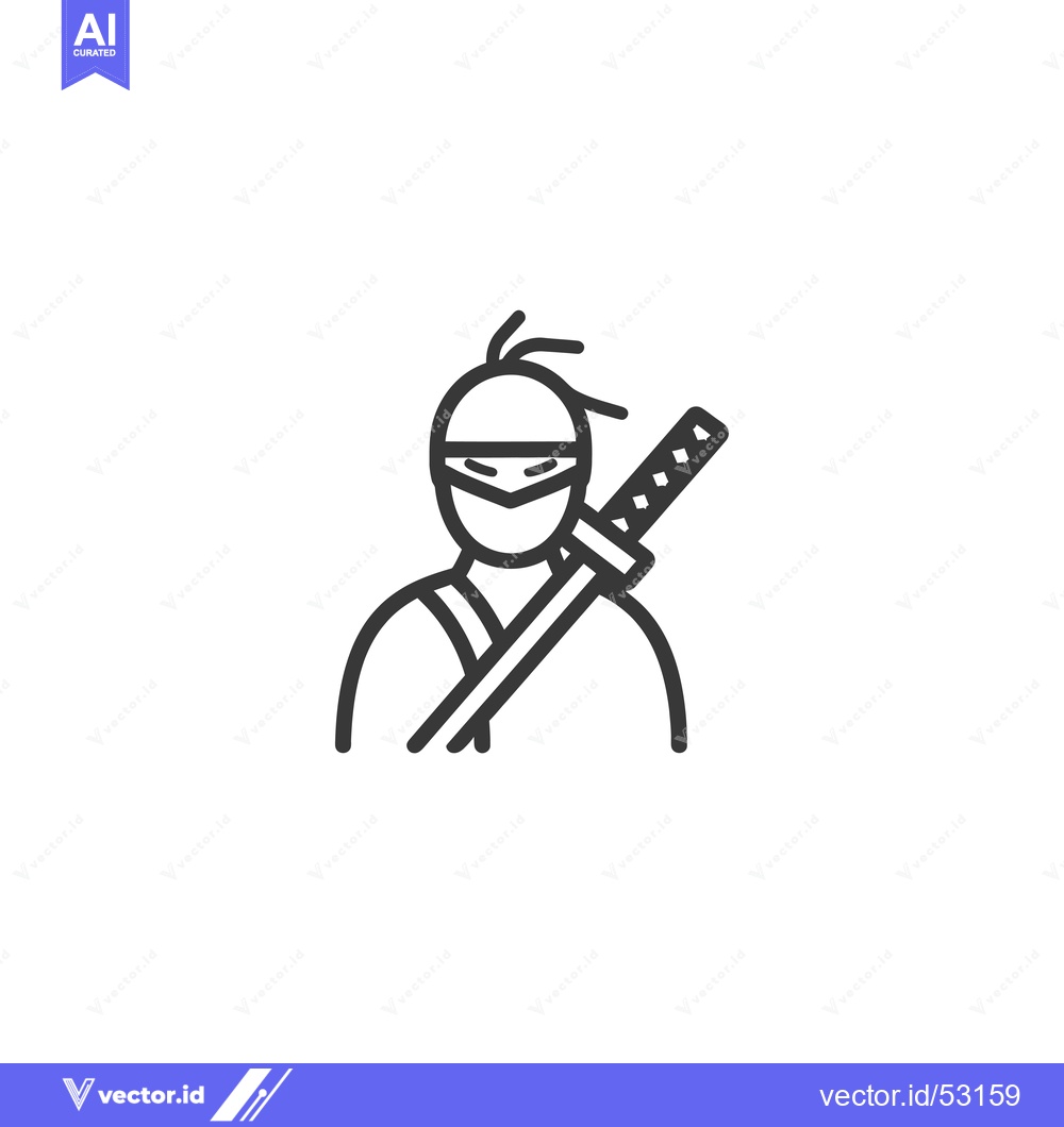 Premium Vector dari Line Art Illustration of a Ninja with a Sword