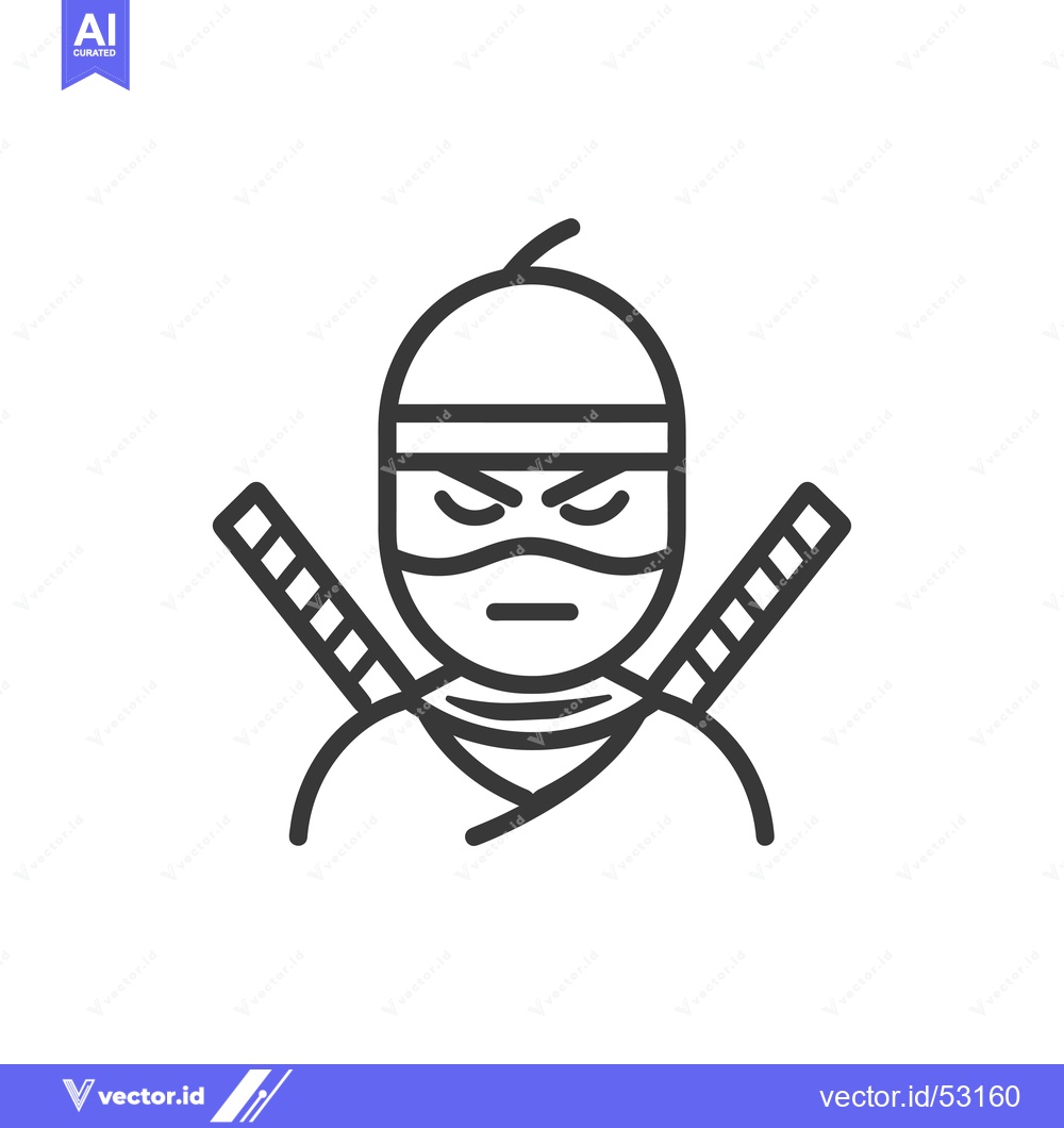 Premium Vector dari Line Art Illustration of a Ninja with Crossed Swords