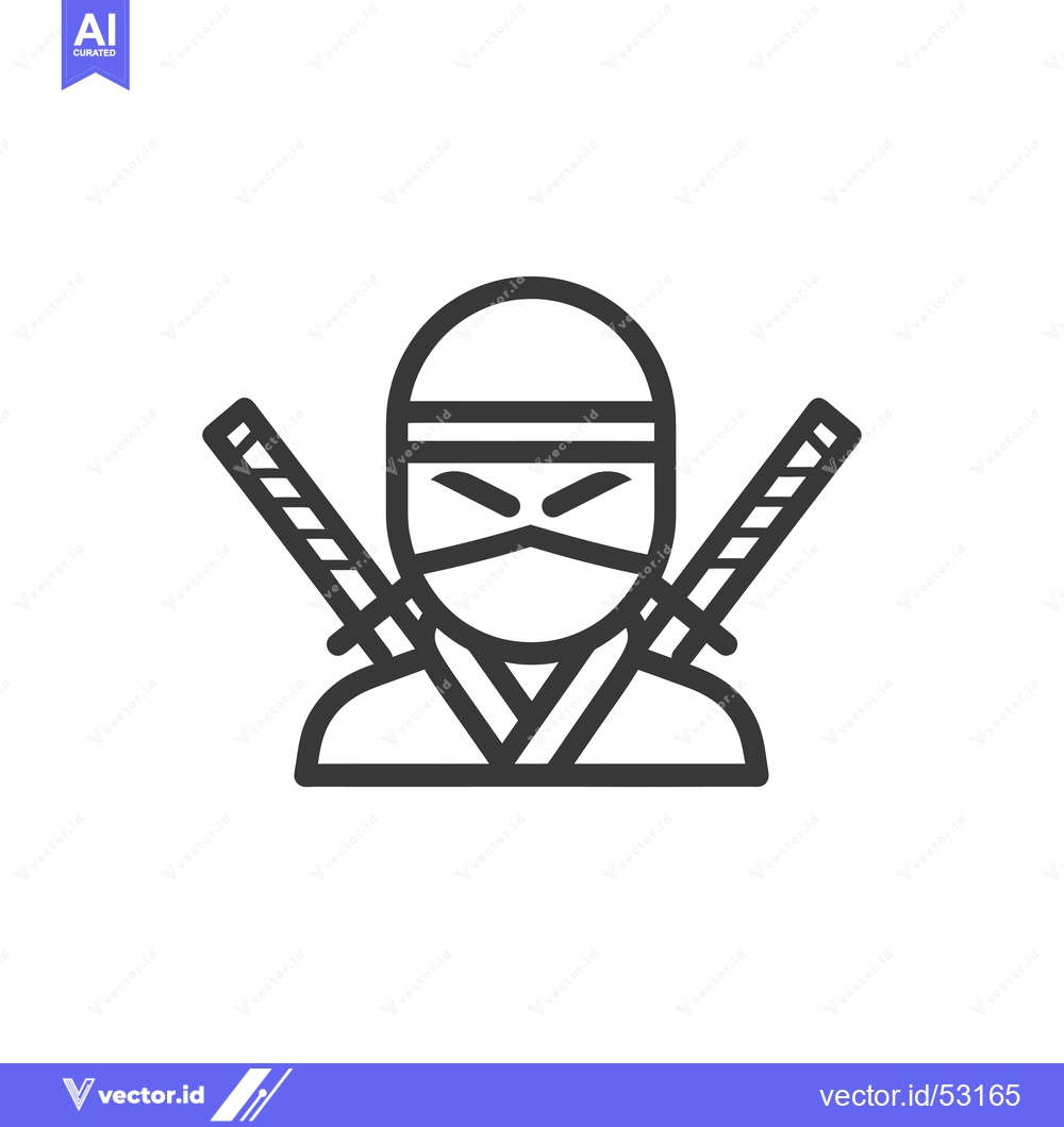 Premium Vector dari Line art illustration of a ninja with swords