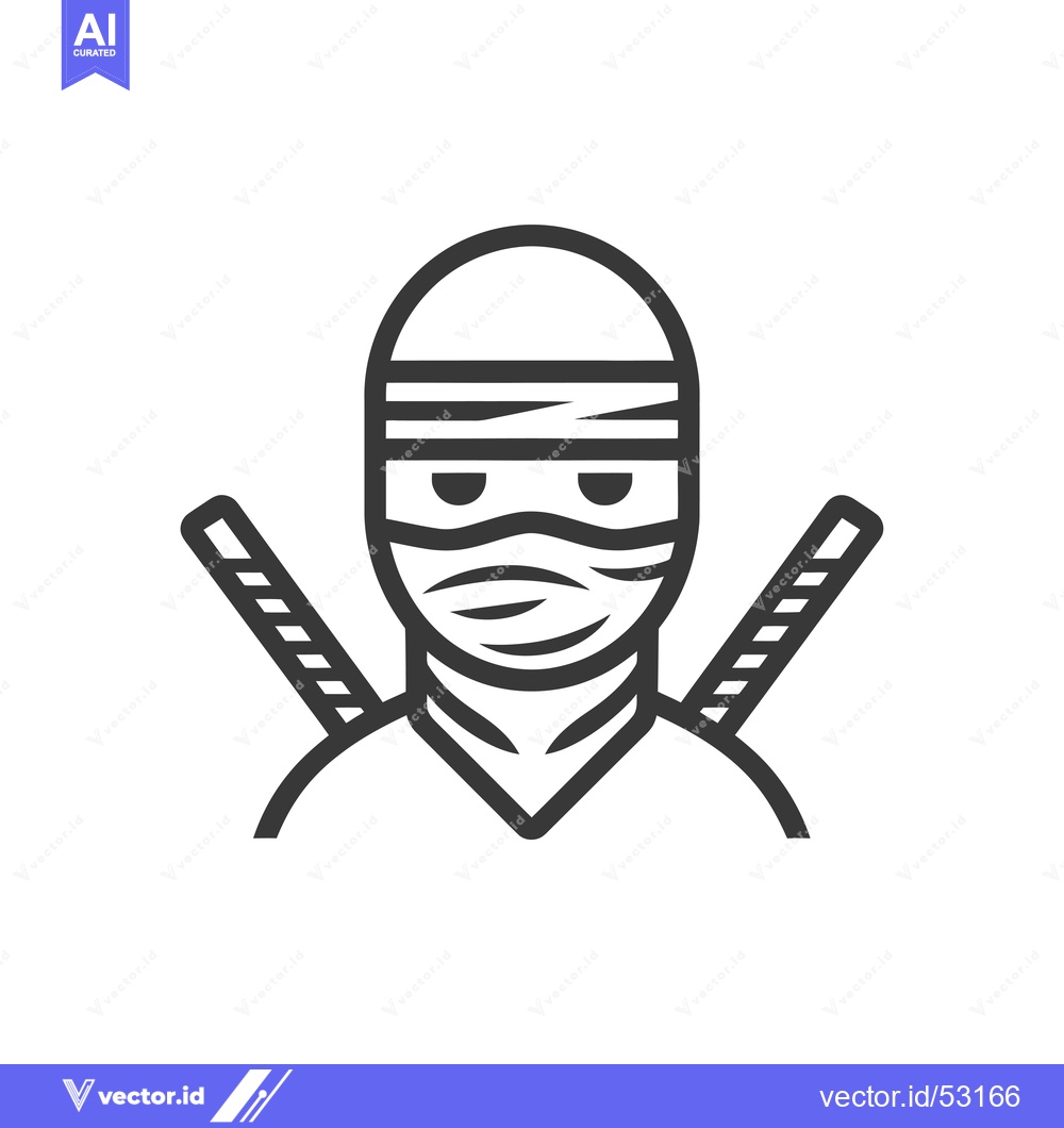 Premium Vector of Line Art Illustration of a Ninja with Swords