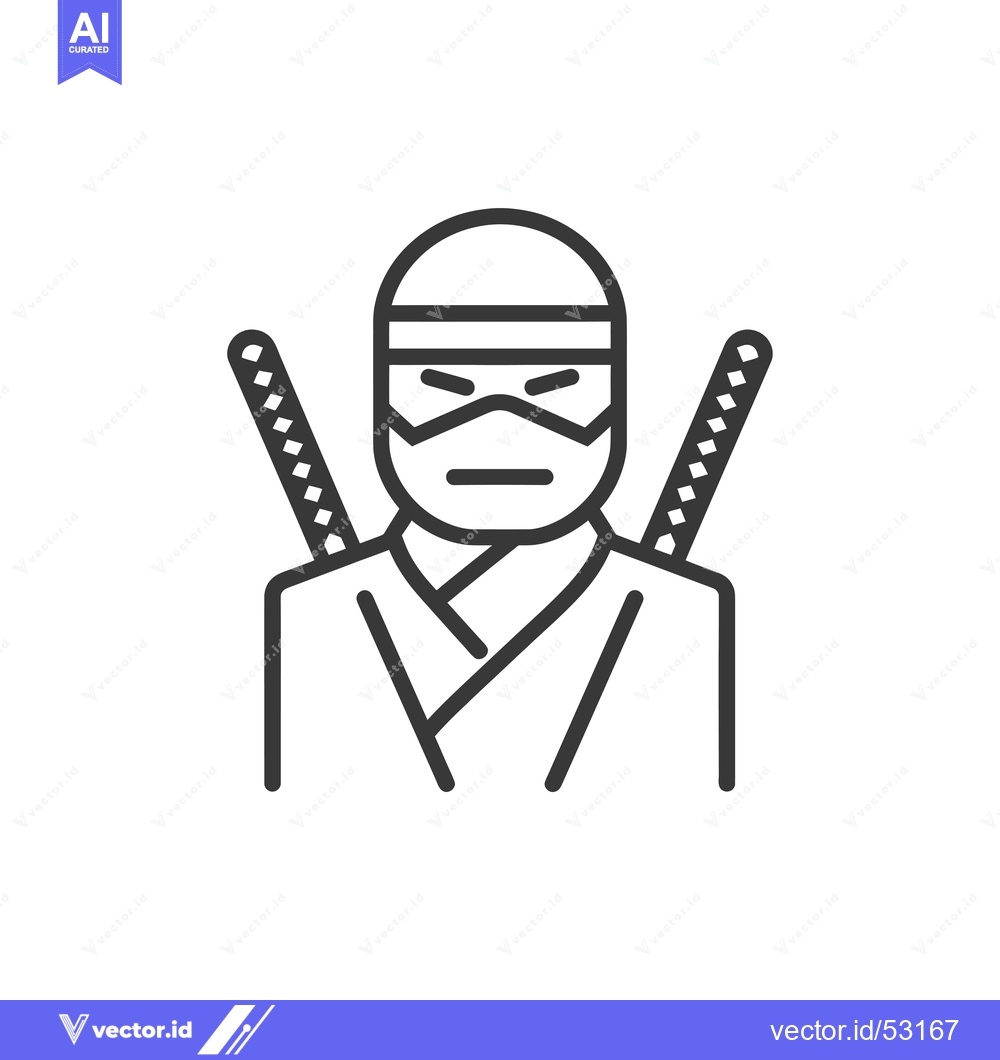 Premium Vector of Line Art Illustration of a Ninja with Swords