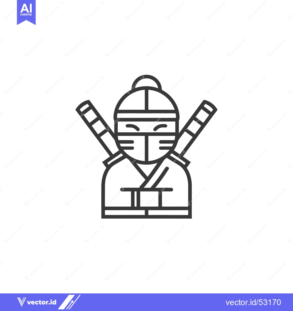 Premium Vector dari Line Art Illustration of a Ninja with Swords