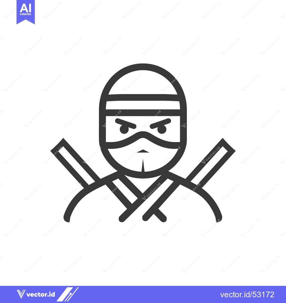 Premium Vector of Line Art Illustration of a Ninja with Two Swords