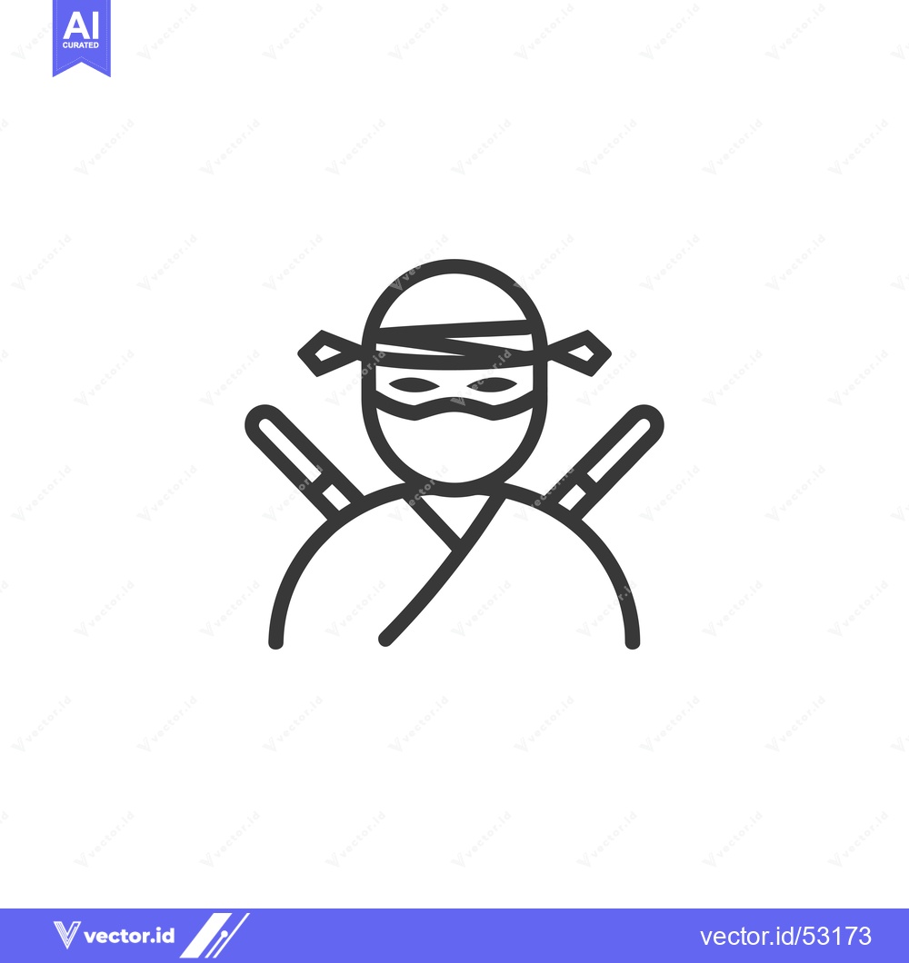 Premium Vector dari Line Art Illustration of a Ninja with Two Swords