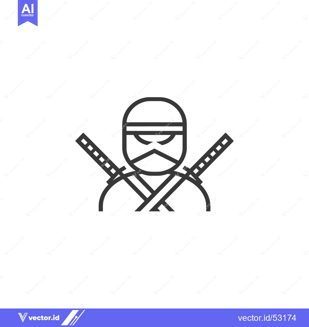 Premium Vector dari Line Art Illustration of a Ninja with Two Swords Crossed Behind Their