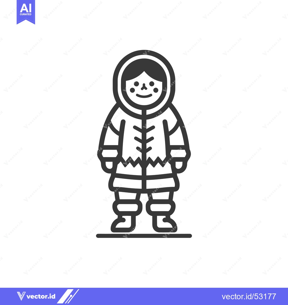 Premium Vector dari Line art illustration of an Inuk person wearing traditional clothing