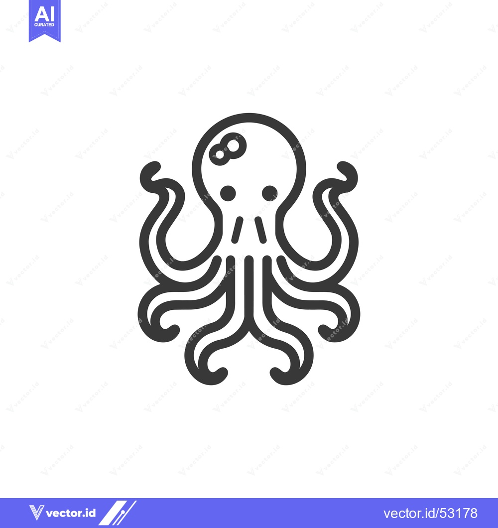 Premium Vector dari Line Art Illustration of an Octopus