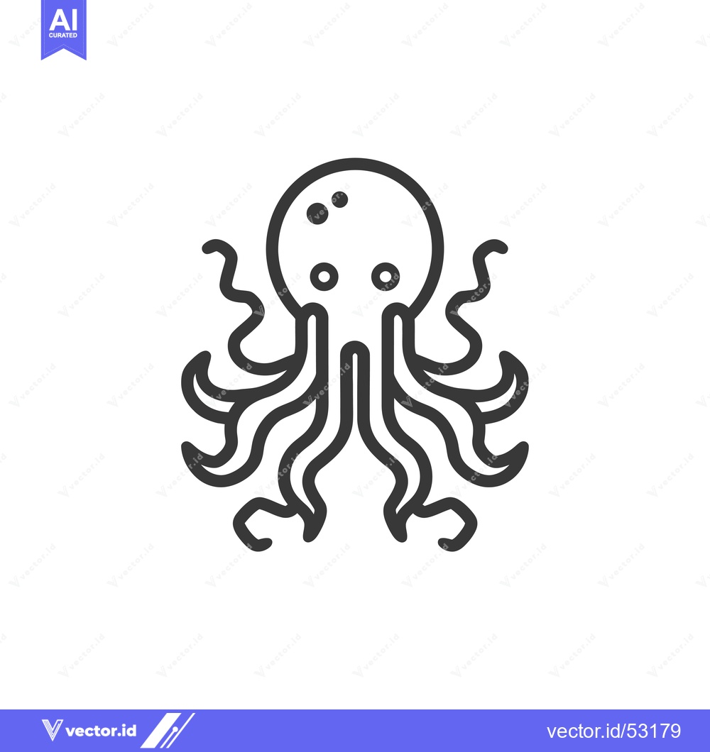 Premium Vector dari Line Art Illustration of an Octopus