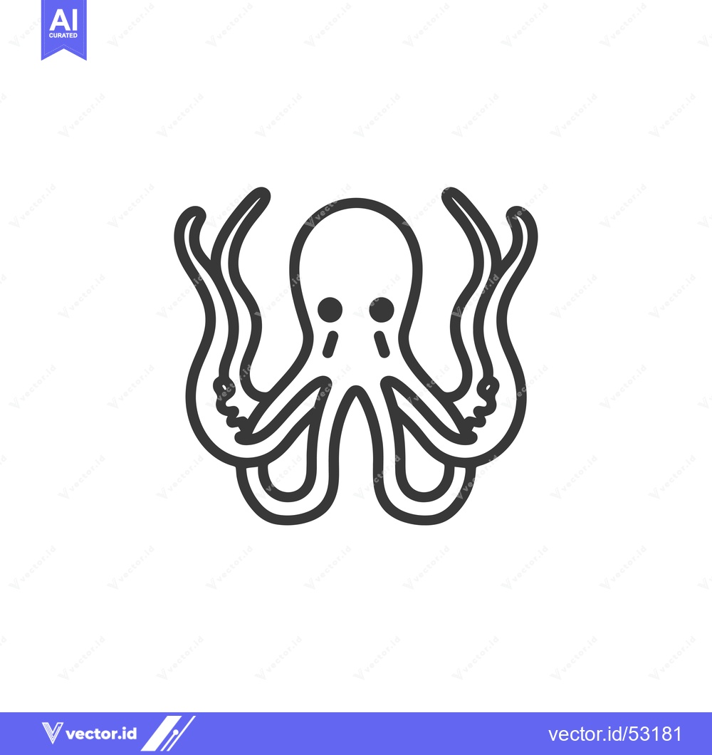 Premium Vector dari Line Art Illustration of an Octopus with Eight Tentacles