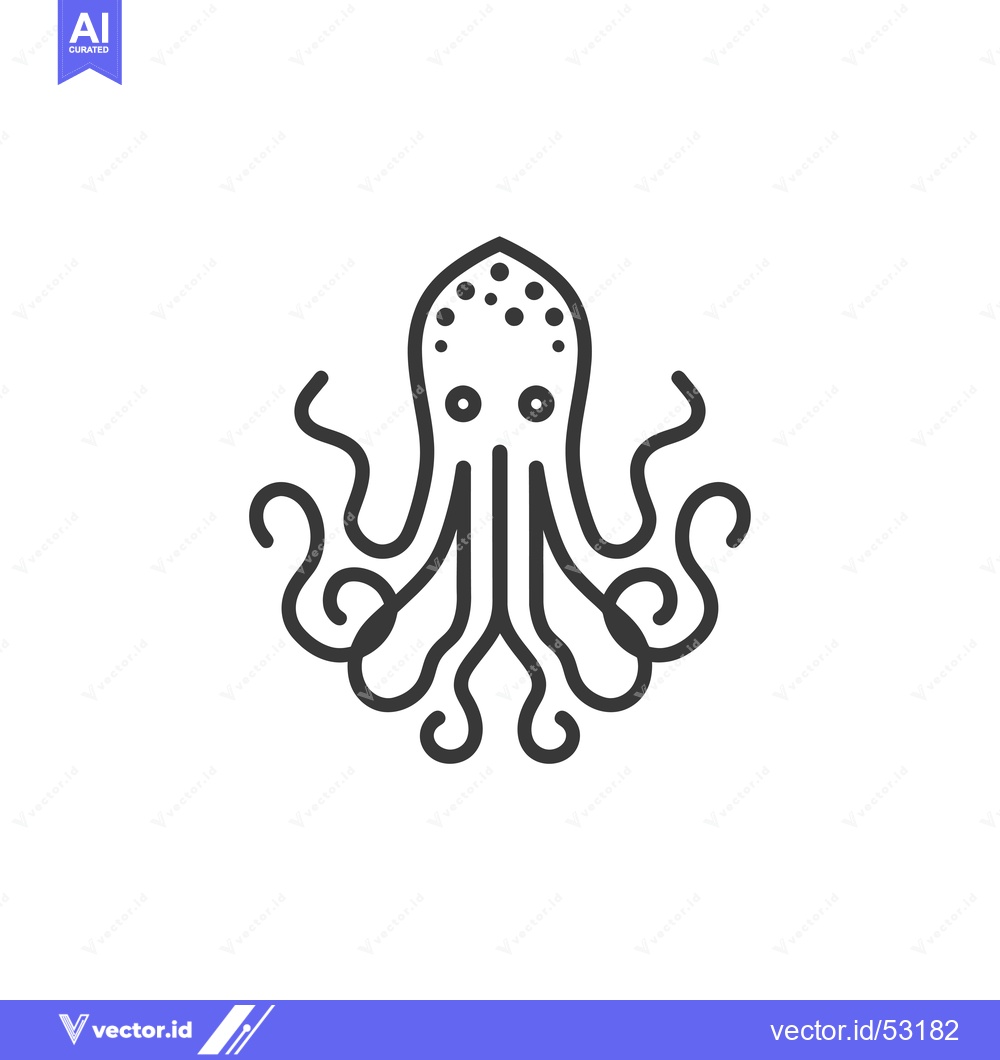 Premium Vector dari Line art illustration of an octopus with eight tentacles