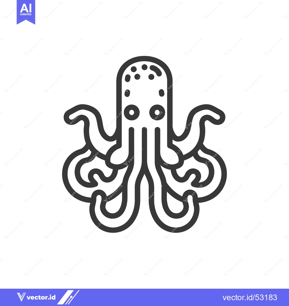 Premium Vector dari Line Art Illustration of an Octopus with Eight Tentacles