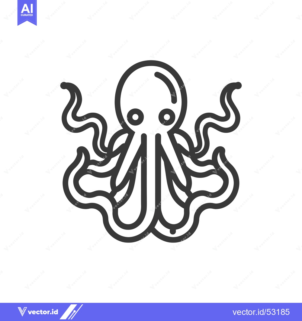 Premium Vector dari Line Art Illustration of an Octopus with Eight Tentacles