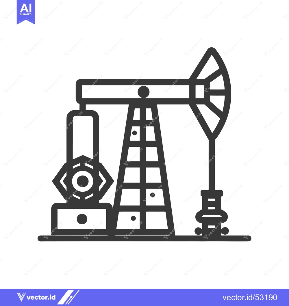 Premium Vector of Line Art Illustration of an Oil Pump Jack