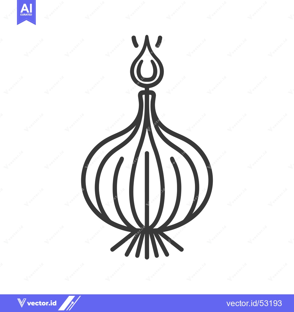 Premium Vector dari Line Art Illustration of an Onion with a Flame on Top
