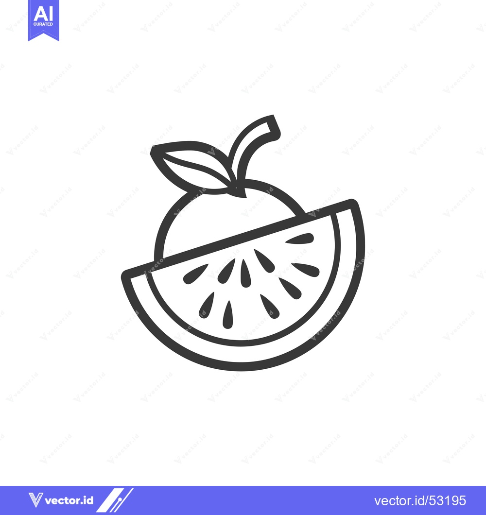 Premium Vector dari Line Art Illustration of an Orange Half Inside a Watermelon Slice