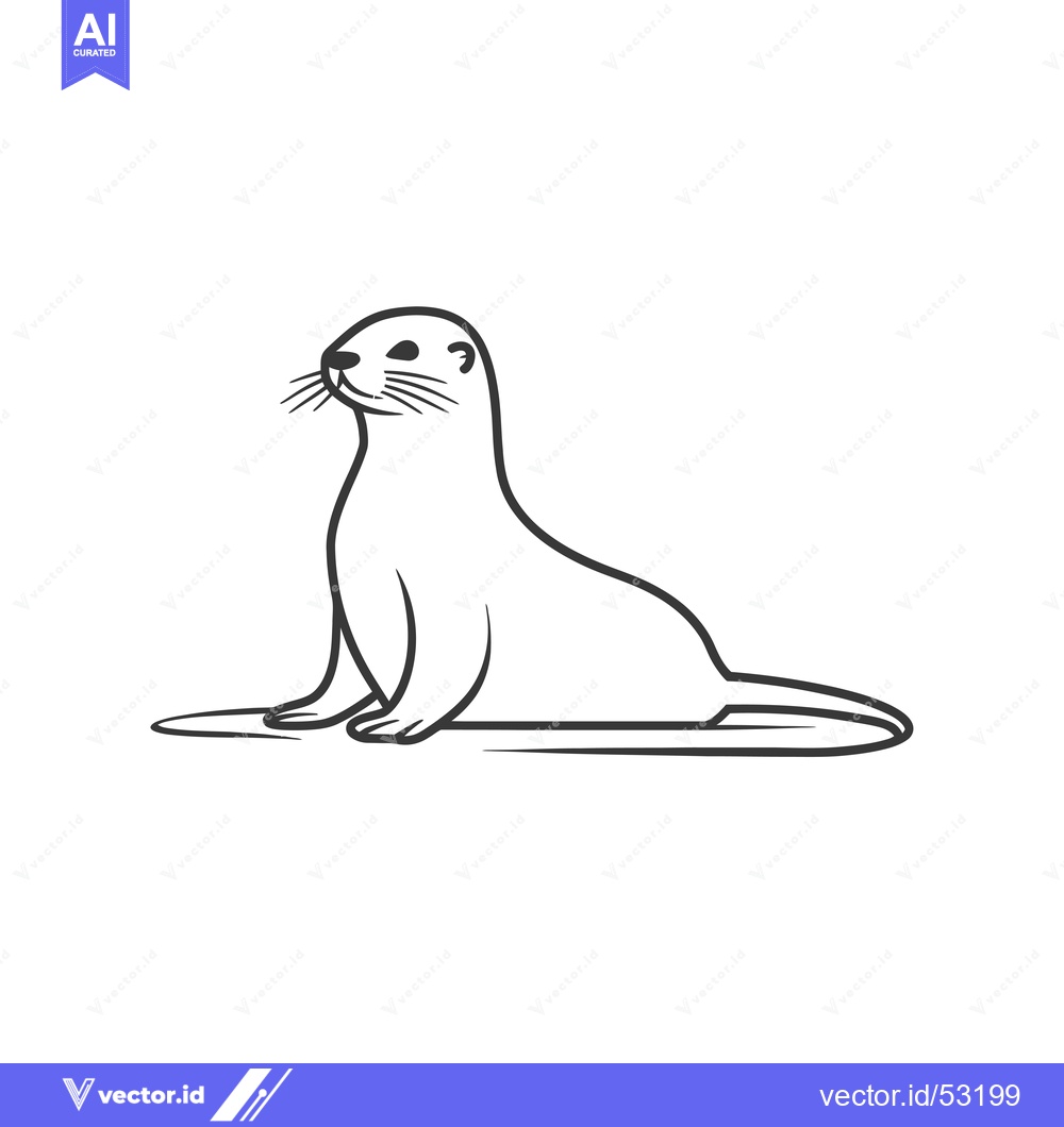 Premium Vector of Line art illustration of an otter lying down