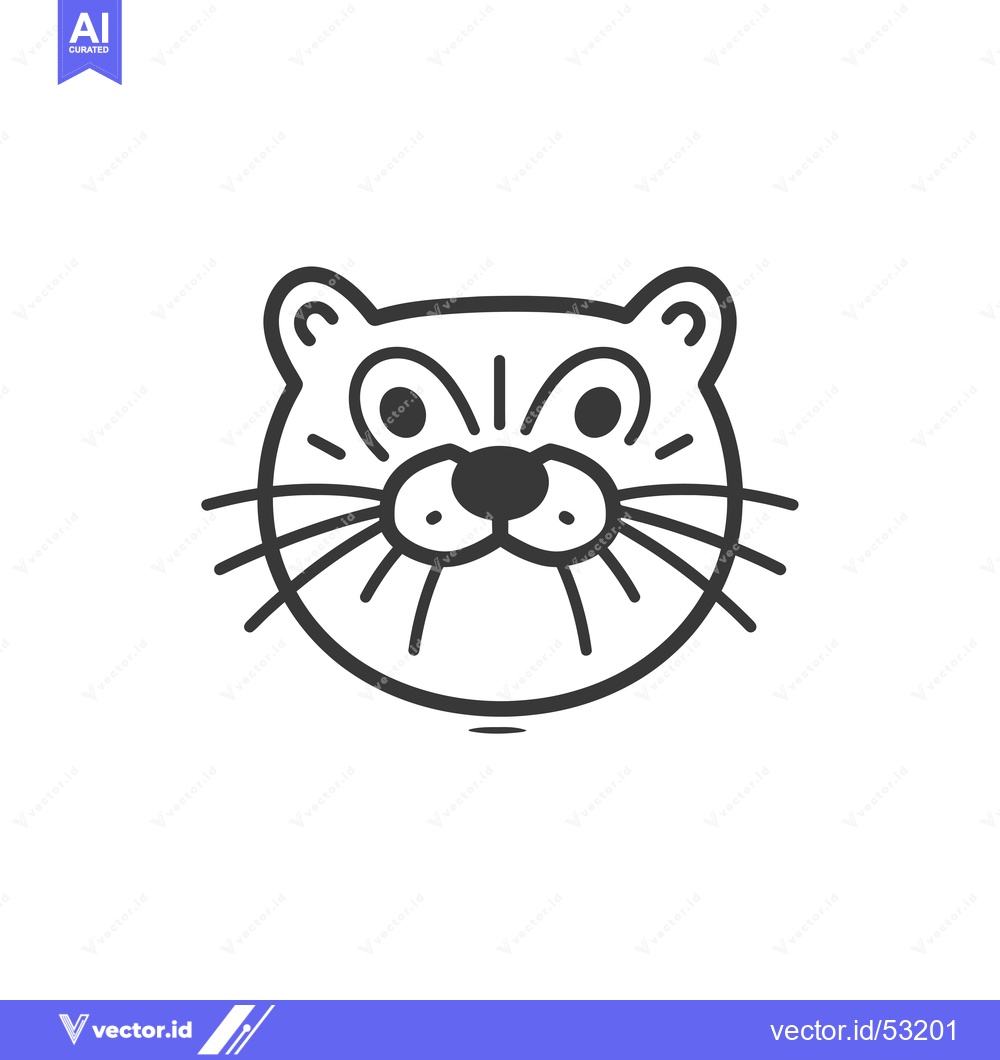 Premium Vector of Line Art Illustration of an Otter's Face