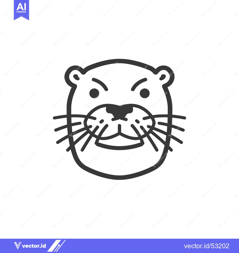 Premium Vector of Line Art Illustration of an Otter's Face