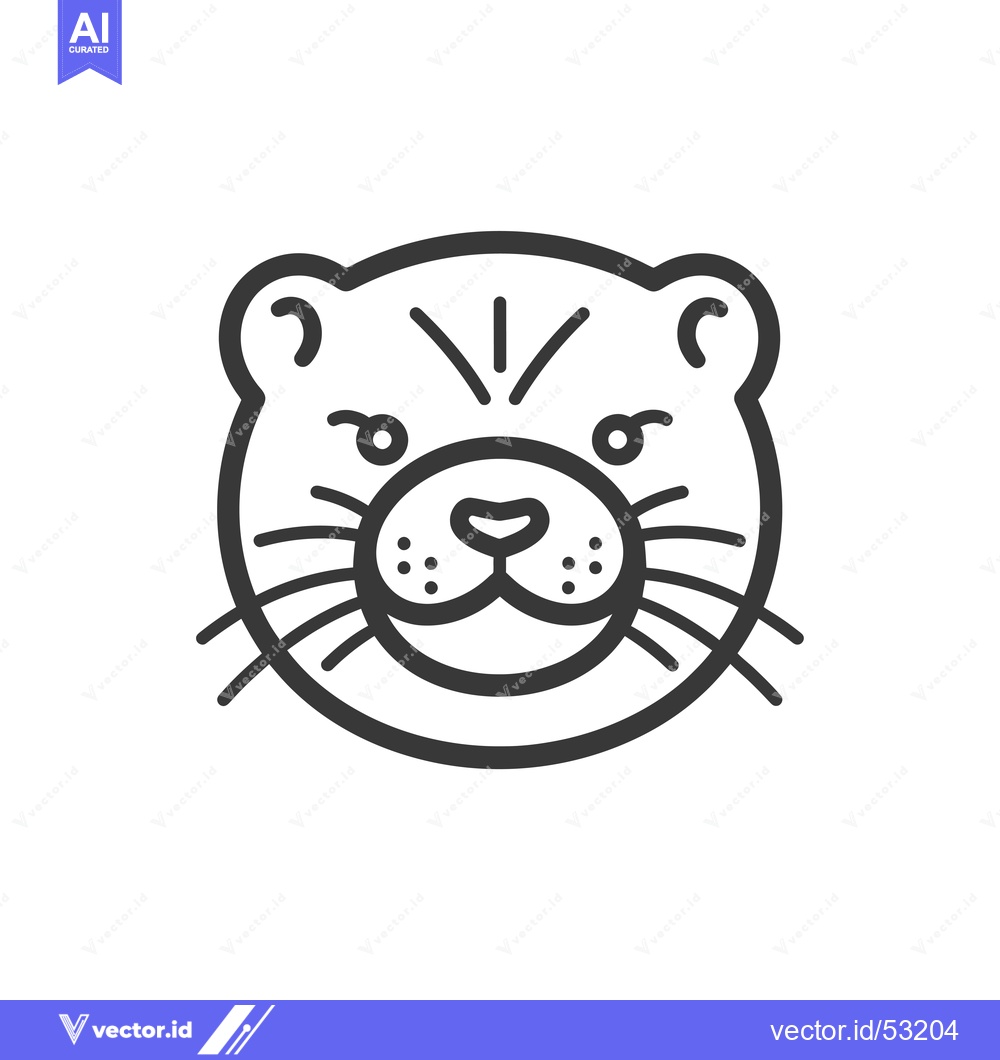 Premium Vector dari Line Art Illustration of an Otter's Face