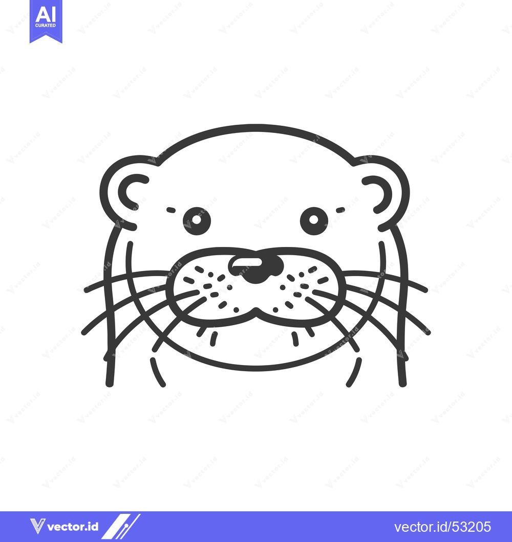 Premium Vector dari Line Art Illustration of an Otter's Head