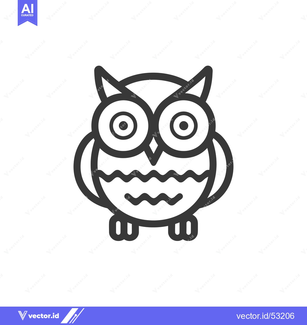 Premium Vector dari Line art illustration of an owl with large eyes