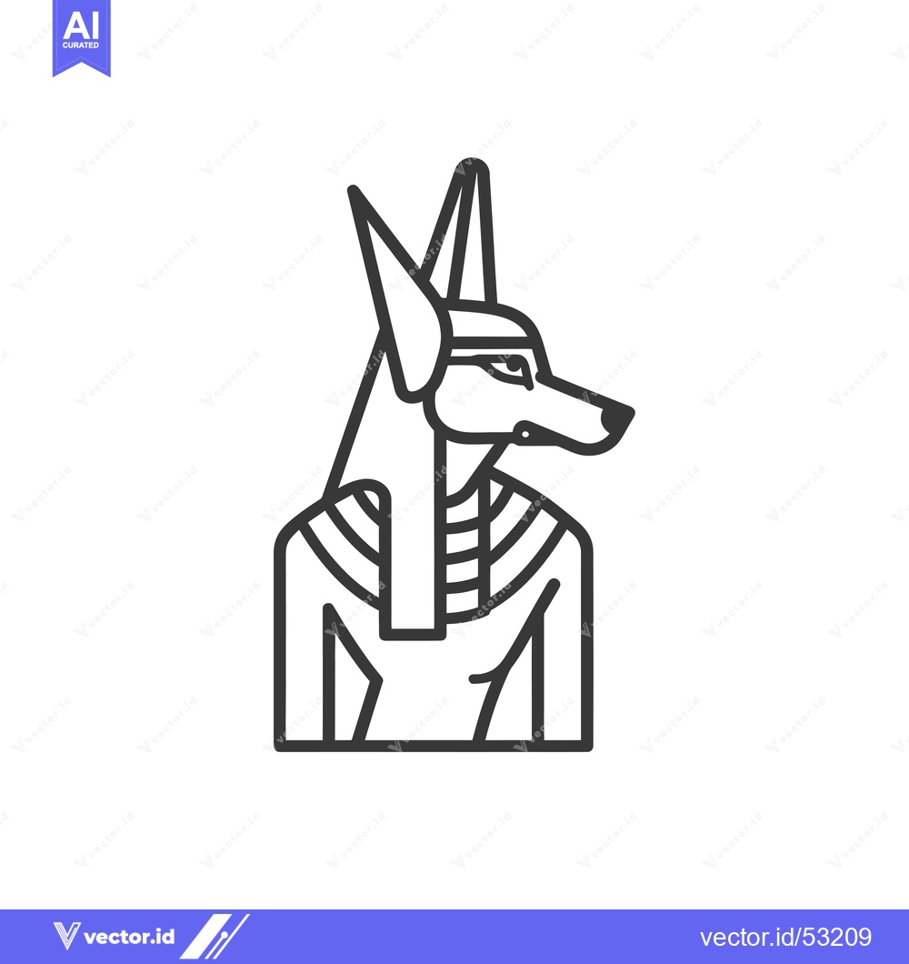 Premium Vector of Line Art Illustration of Anubis, the Egyptian God of the Dead