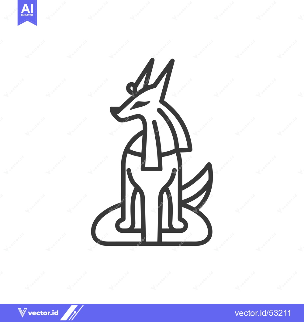 Premium Vector of Line Art Illustration of Anubis, the Egyptian God of the Dead