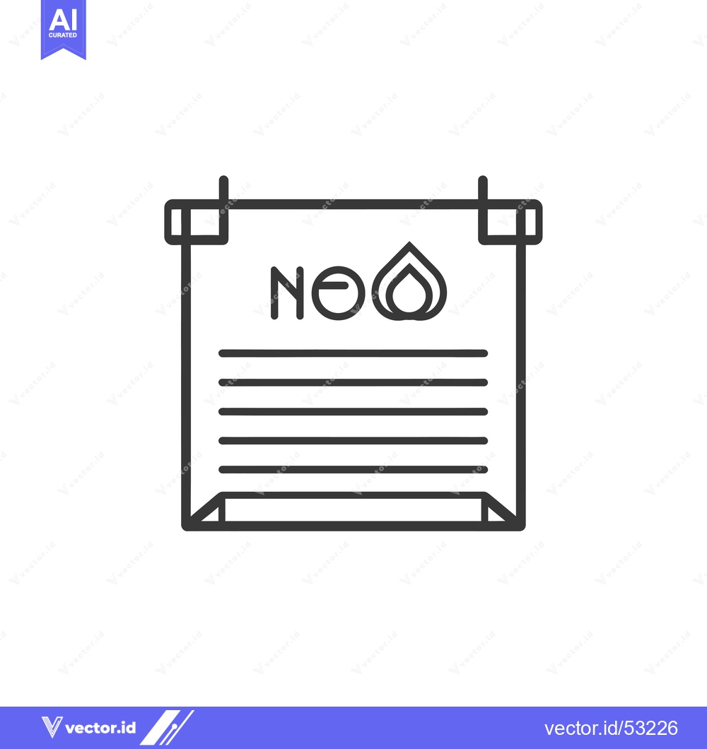 Premium Vector dari Line Art Illustration of a Paper with "NO" and a Water Drop Symbol