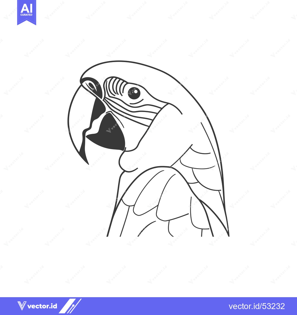 Premium Vector dari Line art illustration of a parrot's head