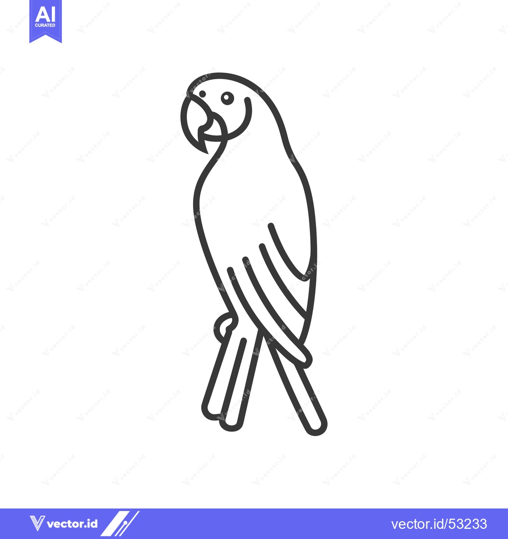Premium Vector of Line Art Illustration of a Parrot Standing on One Leg