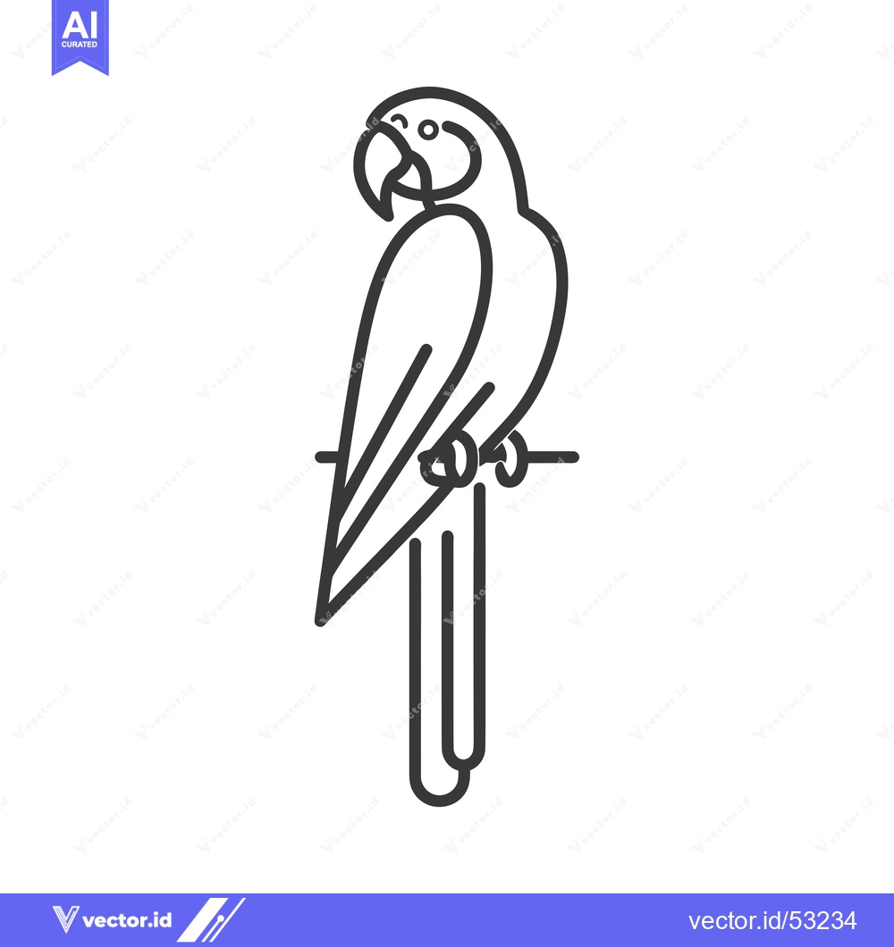 Premium Vector of Line art illustration of a parrot with a curved beak