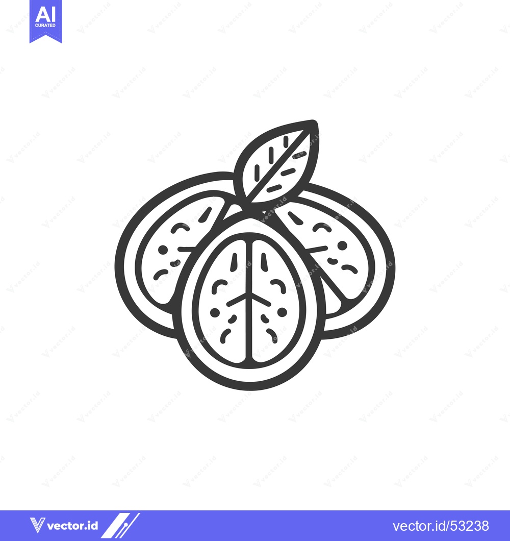 Premium Vector dari Line art illustration of a passion fruit with a leaf