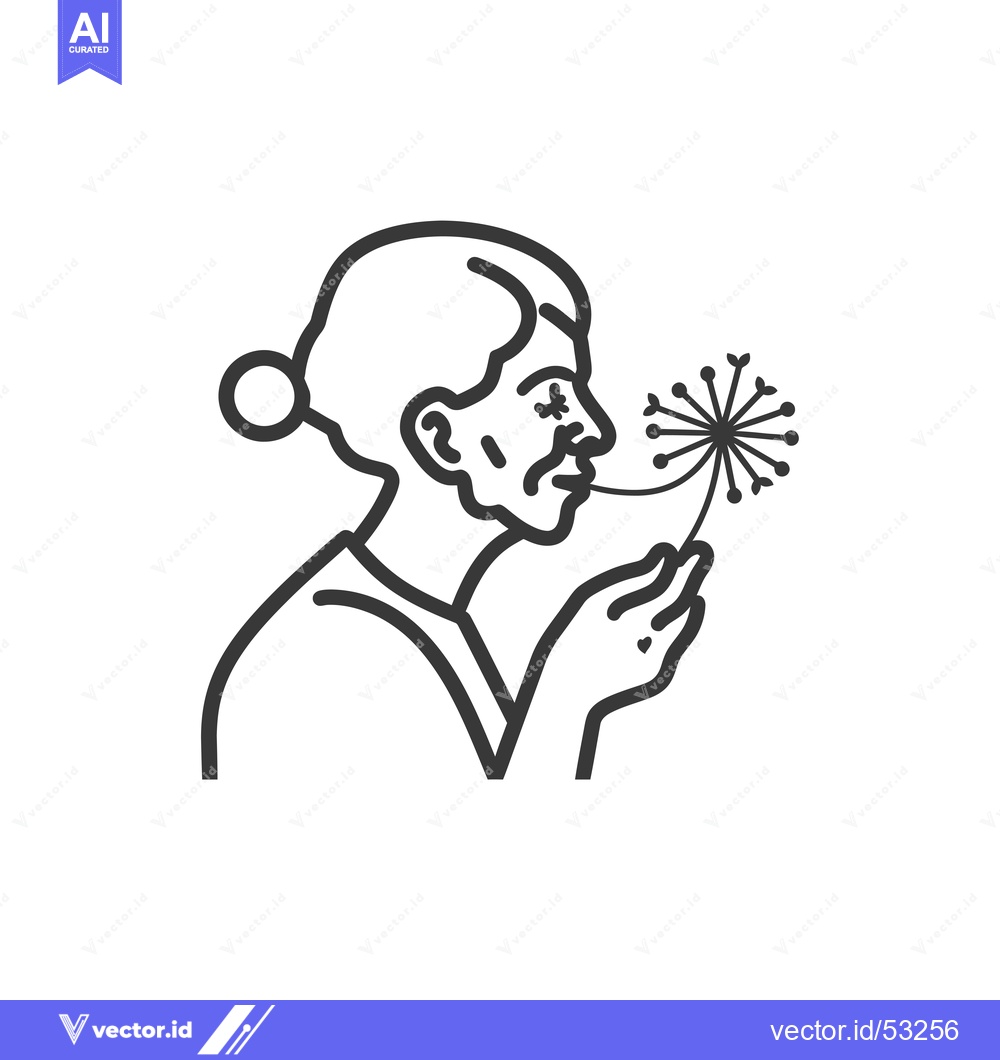 Premium Vector dari Line Art Illustration of a Person Blowing on a Dandelion