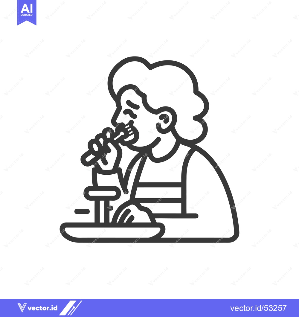 Premium Vector dari Line Art Illustration of a Person Brushing Their Teeth