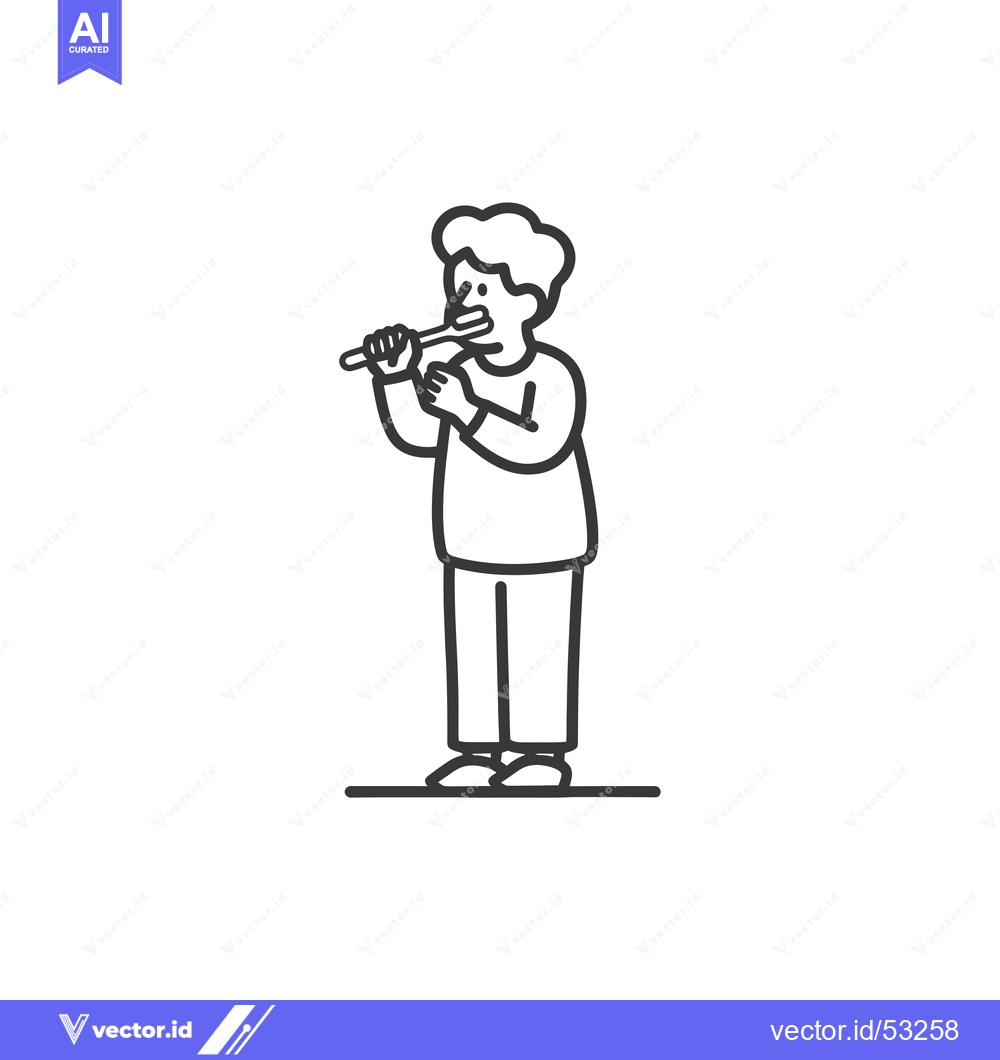 Premium Vector dari Line art illustration of a person brushing their teeth