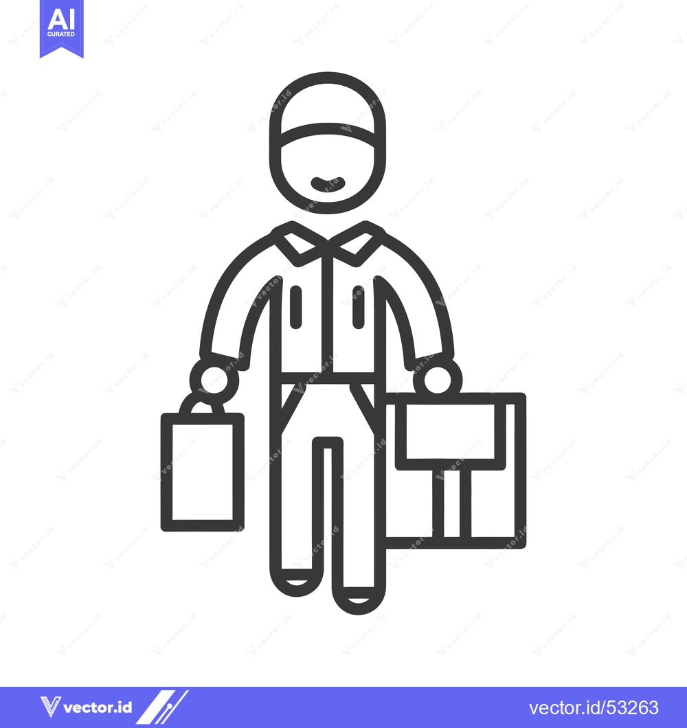 Premium Vector of Line Art Illustration of a Person Carrying a Box and a Bag