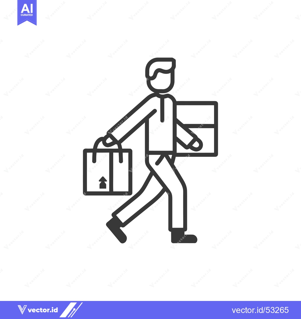 Premium Vector dari Line Art Illustration of a Person Carrying Packages