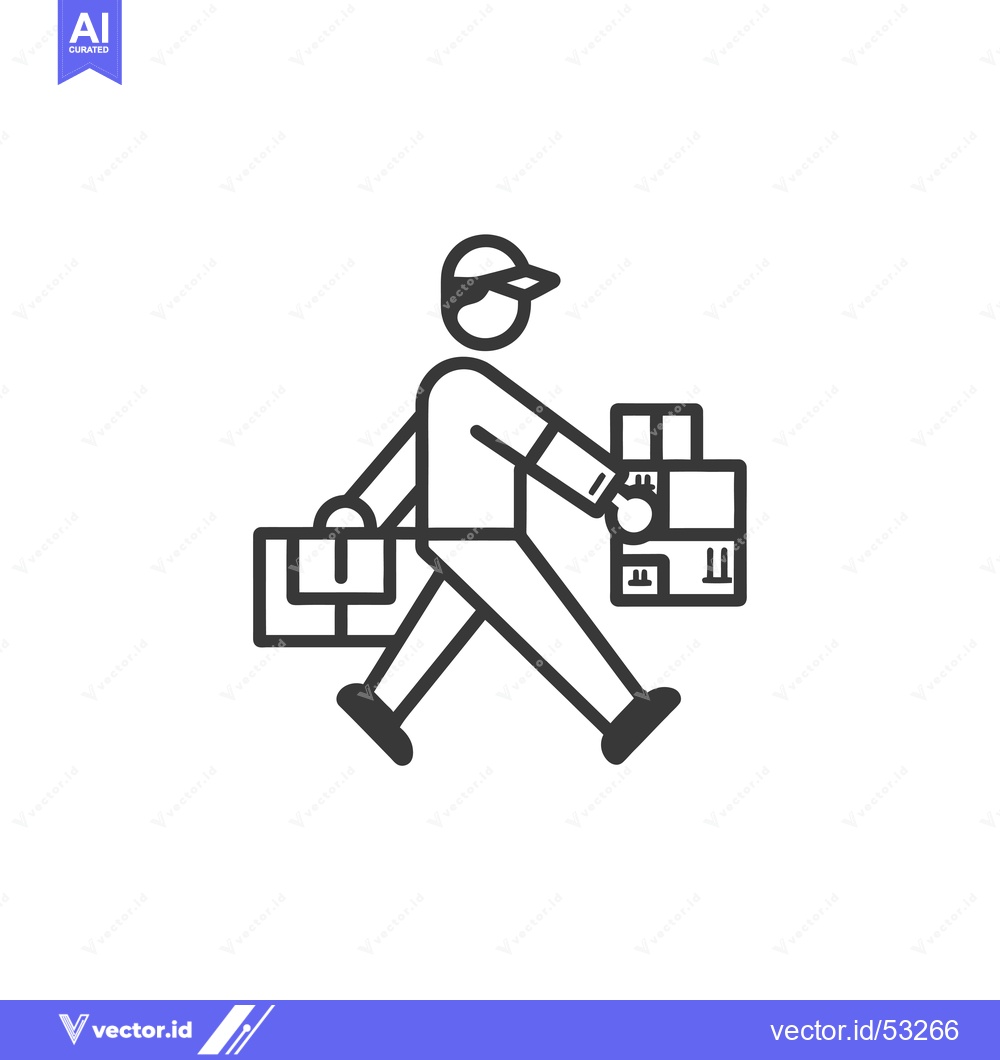 Premium Vector of Line Art Illustration of a Person Carrying Packages