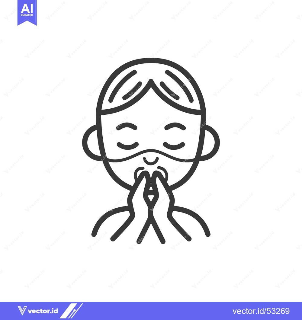 Premium Vector of Line art illustration of a person covering their mouth with their hand