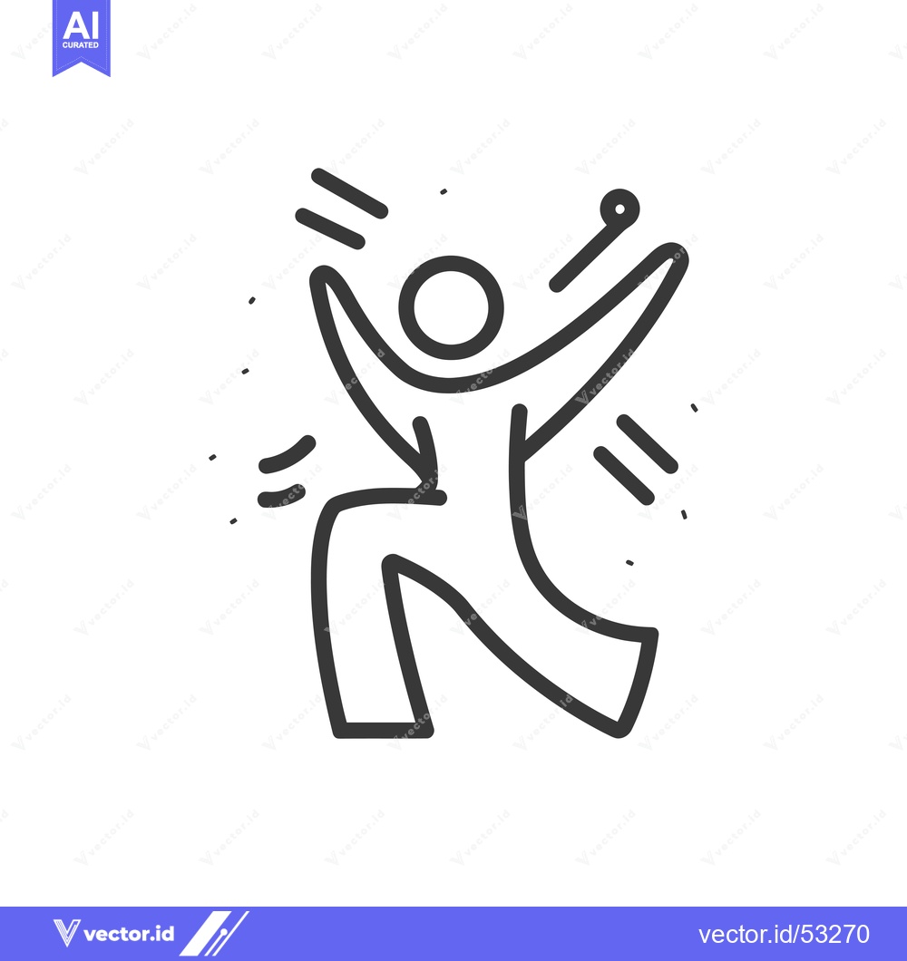 Premium Vector of Line Art Illustration of a Person Dancing with Excitement