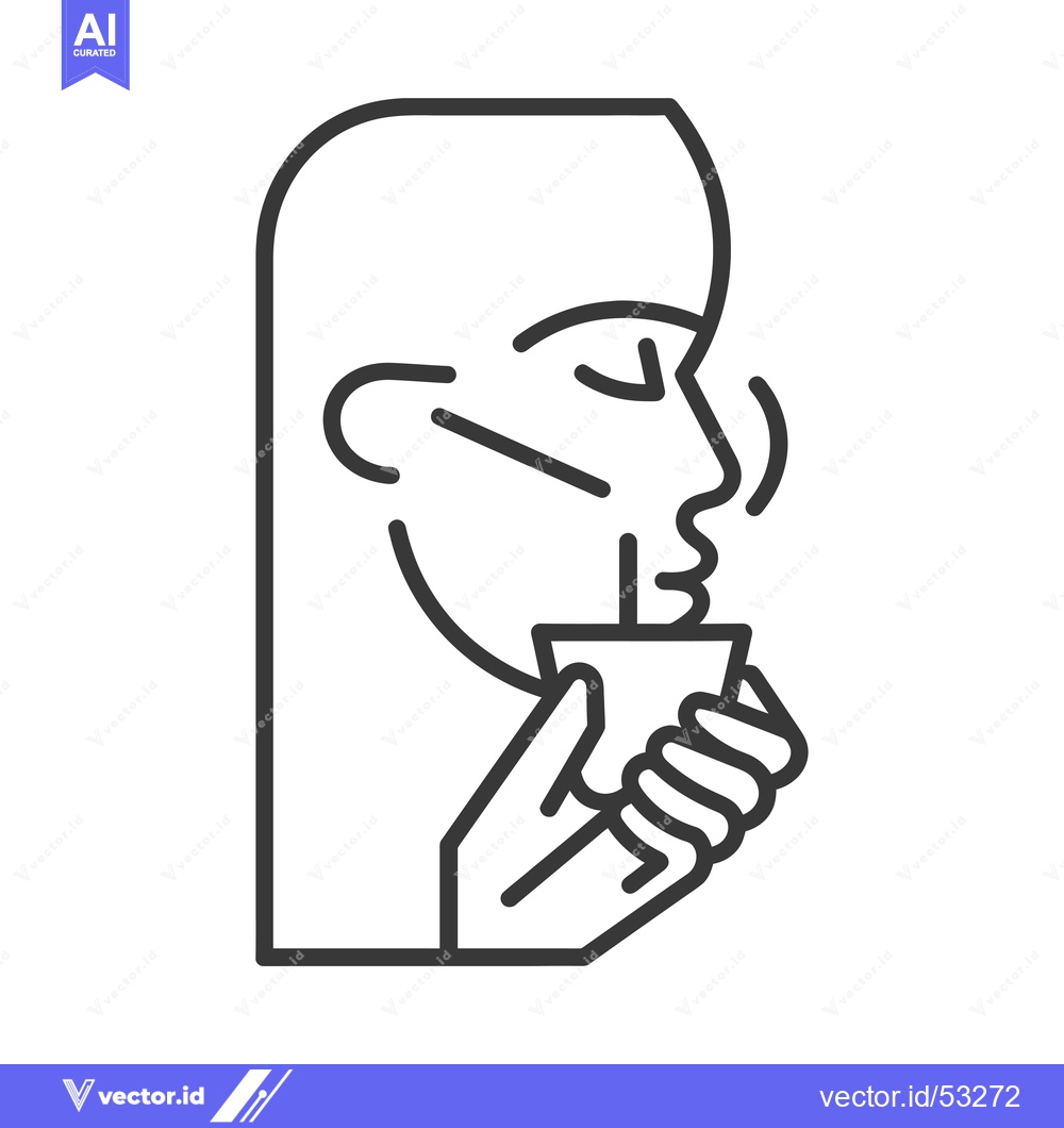 Premium Vector dari Line Art Illustration of a Person Drinking from a Cup with a Straw