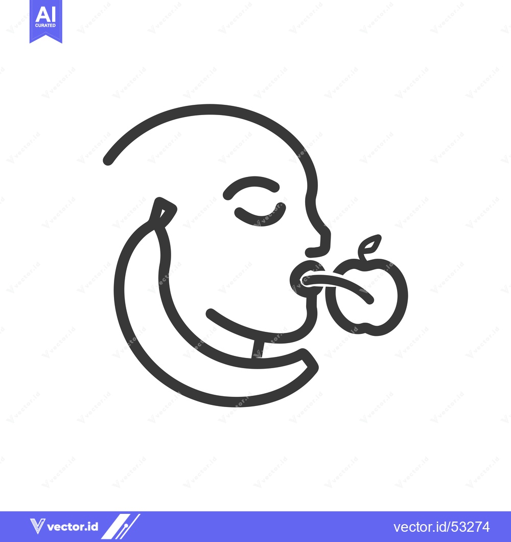 Premium Vector dari Line Art Illustration of a Person Eating an Apple