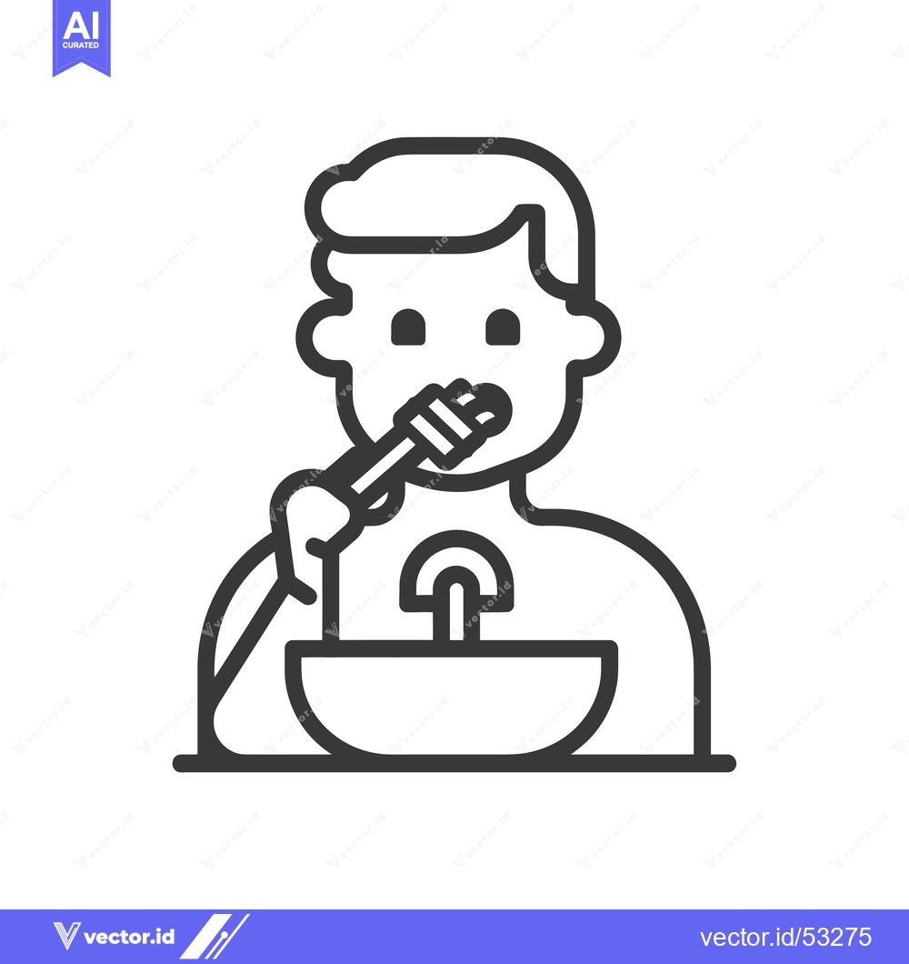 Premium Vector of Line art illustration of a person eating noodles with chopsticks