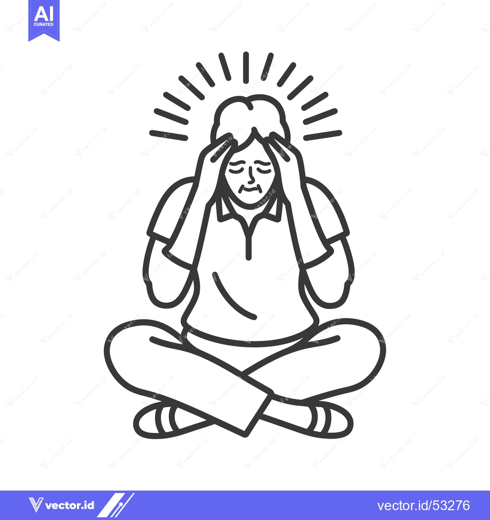 Premium Vector dari Line art illustration of a person experiencing a headache