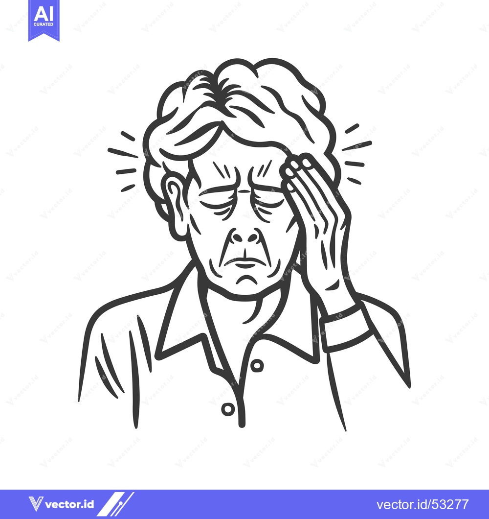 Premium Vector of Line art illustration of a person experiencing a headache