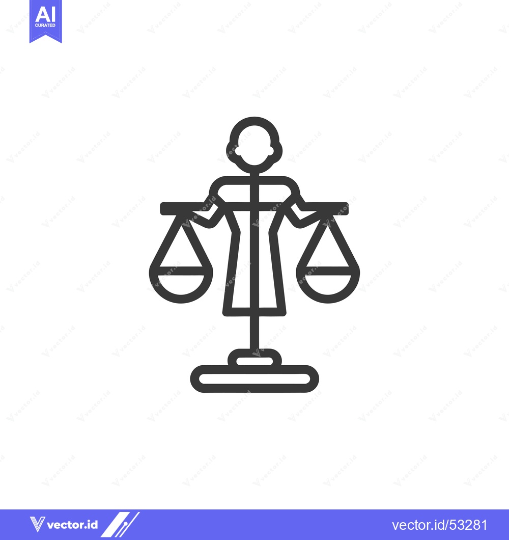 Premium Vector dari Line art illustration of a person holding a balance scale