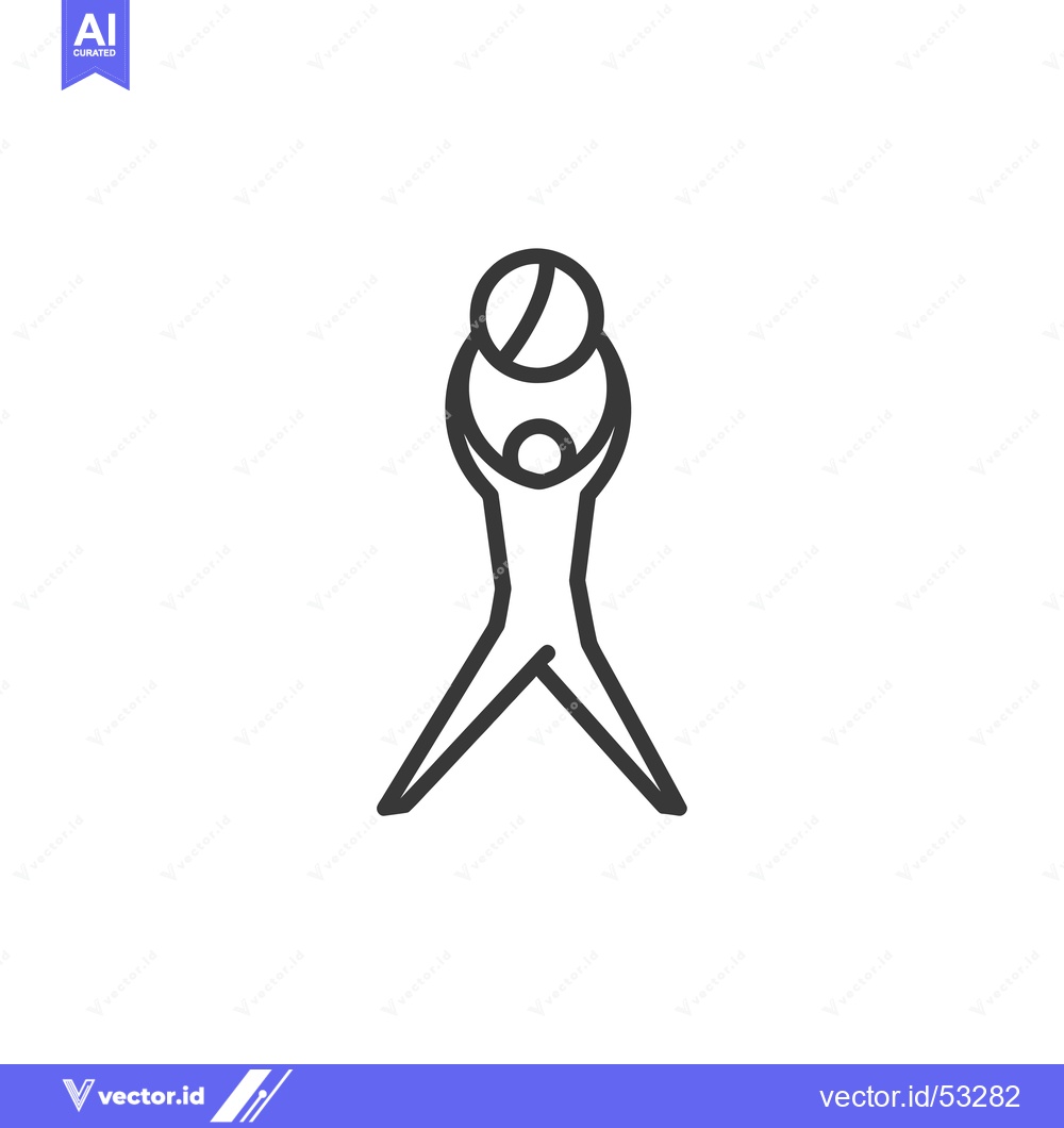 Premium Vector of Line Art Illustration of a Person Holding a Ball Above Their Head