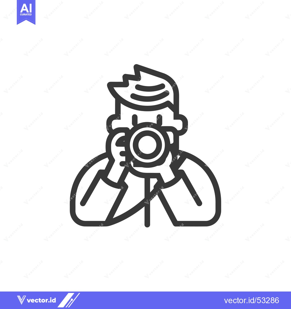Premium Vector of Line Art Illustration of a Person Holding a Camera