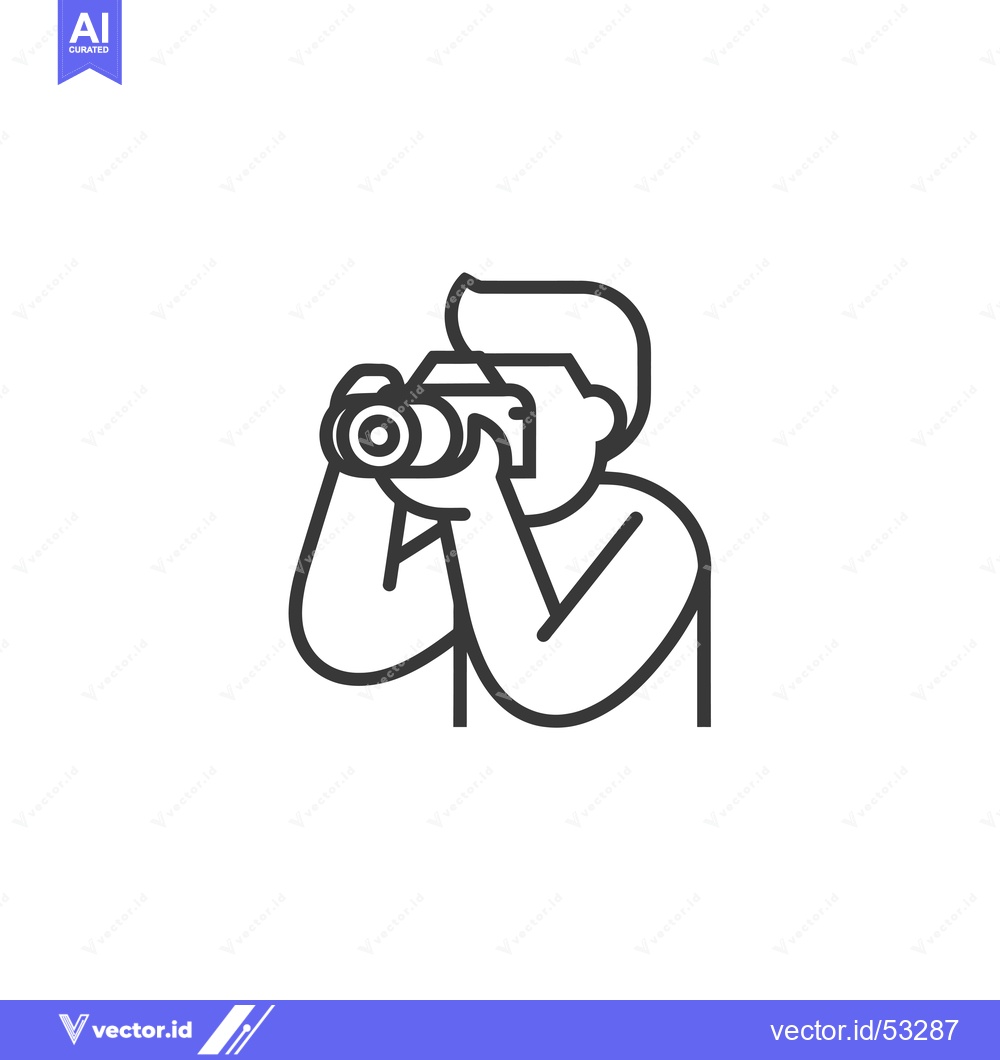 Premium Vector of Line Art Illustration of a Person Holding a Camera