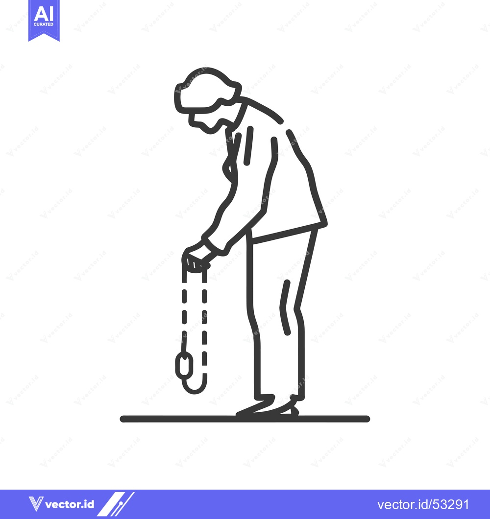 Premium Vector dari Line Art Illustration of a Person Holding a Chain